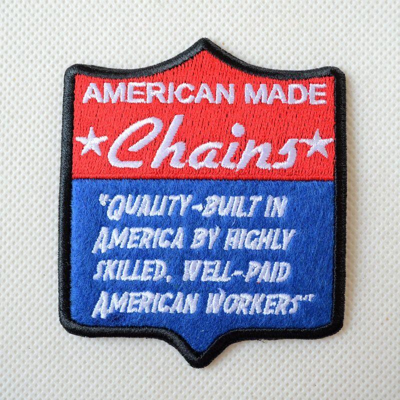 USAアドバタイジングワッペン AMERICAN MADE Chains レッド&ブルー&ブラック 名前 作り方 10083140 