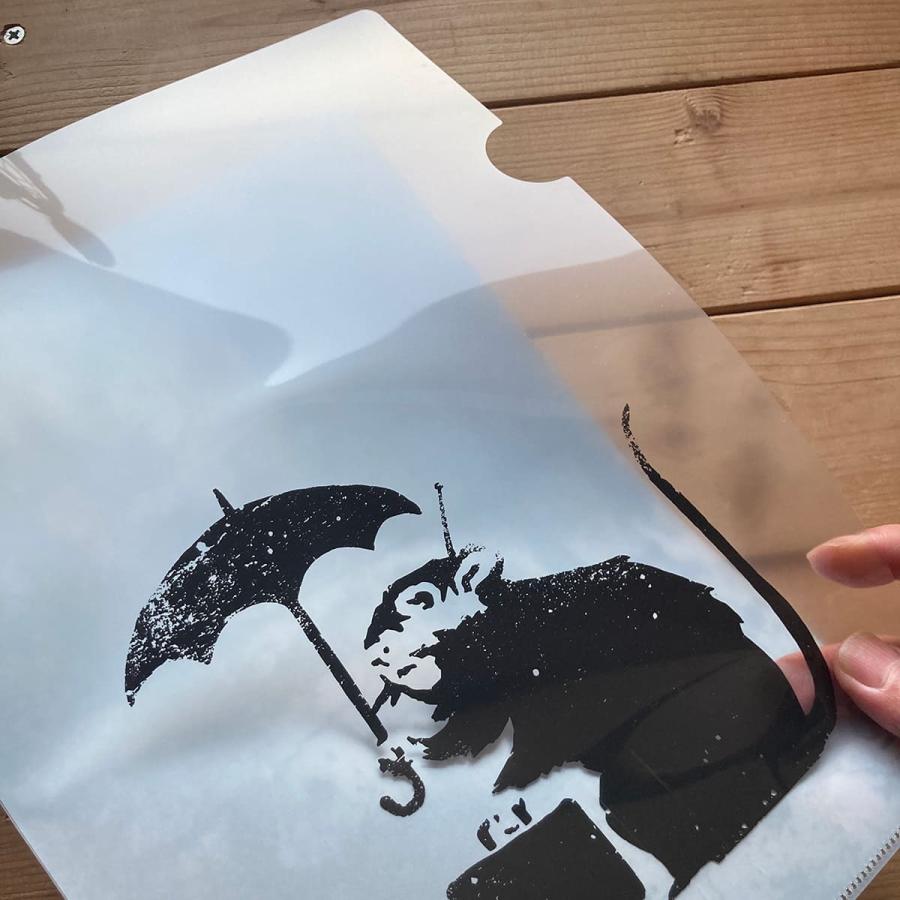 クリアファイル キャラクター かっこいい ポケット ホルダー バンクシー ステンシル 縦型 収納 アンブレララット Bnk 035 ワッペン 雑貨通販ワッペンストア 通販 Yahoo ショッピング