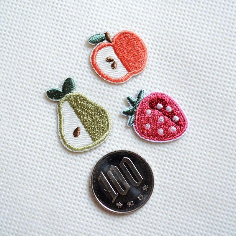ワッペン アイロン おしゃれ 刺繍 フルーツ 3枚組 名前 作り方 C705