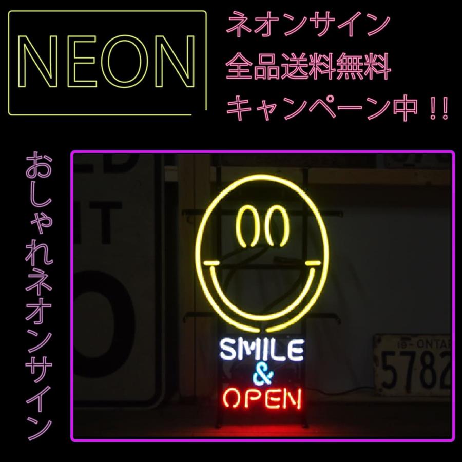 ワッペン アイロン おしゃれ 刺繍 ネオンサイン 送料無料  カッコいい インテリア スマイル\u0026オープン ガレージ インスタ インスタ映え 海外_1
