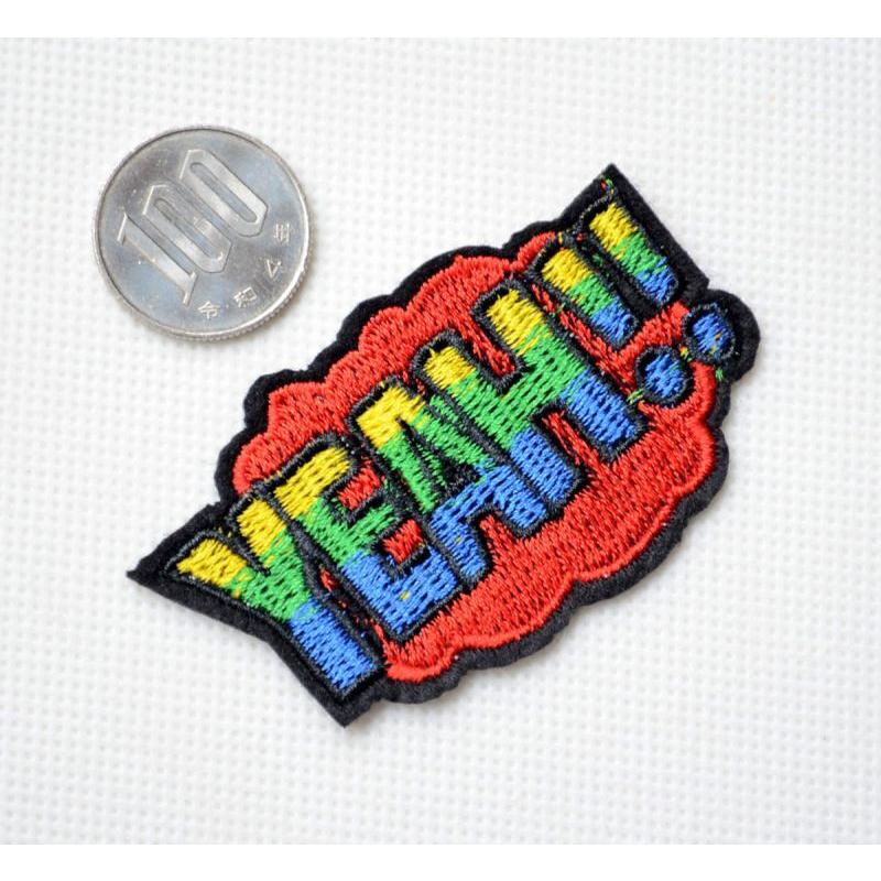 【280円～】色やサイズがカスタマイズできる【刺しゅうアイロンワッペン】 ワッペン アイロン おしゃれ 刺繍 YEAH!! 名前 作り方 PING-012