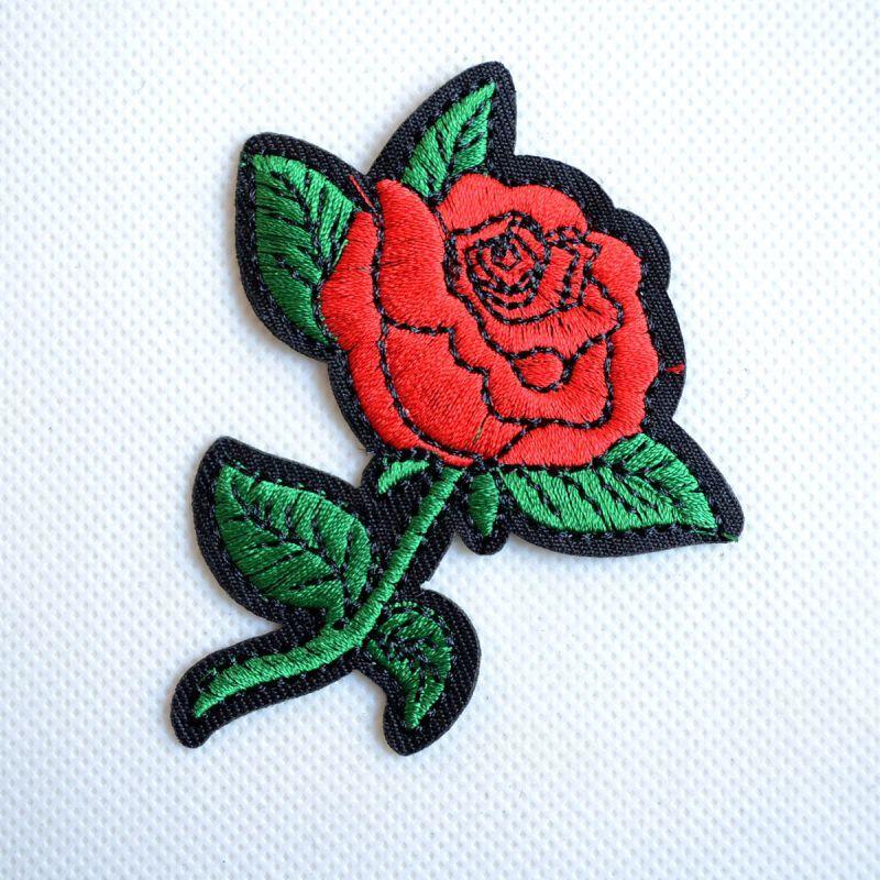 ワッペン アイロン おしゃれ 刺繍 バラ 花 名前 作り方 PING-024