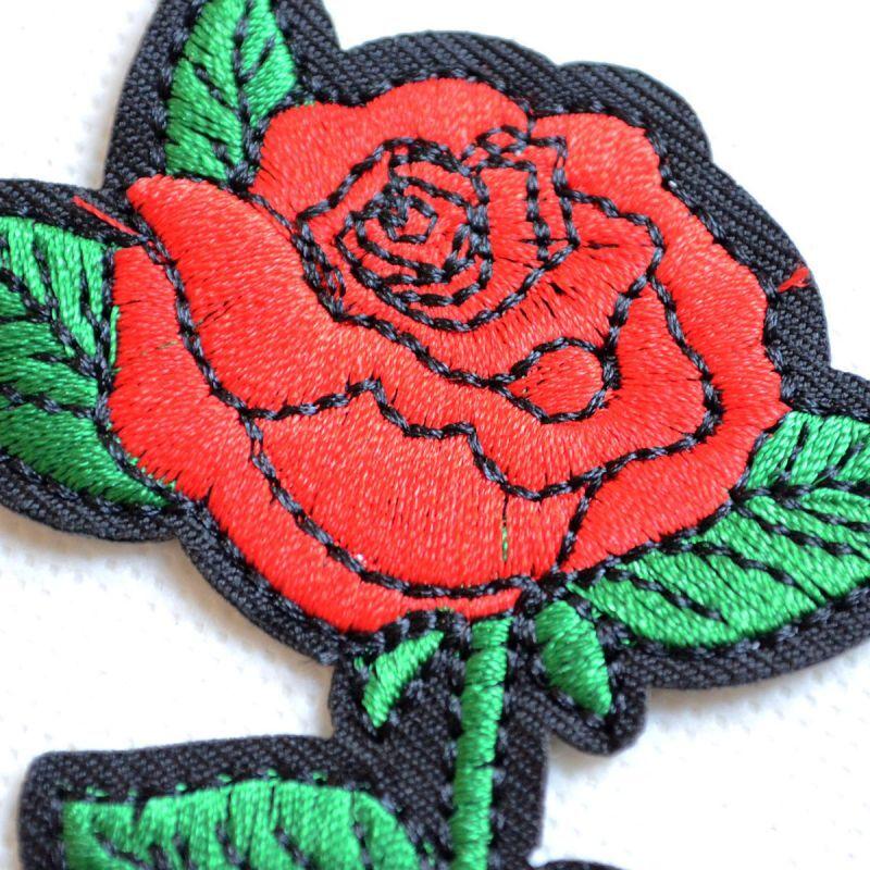 ワッペン アイロン おしゃれ 刺繍 バラ 花 名前 作り方 PING-024