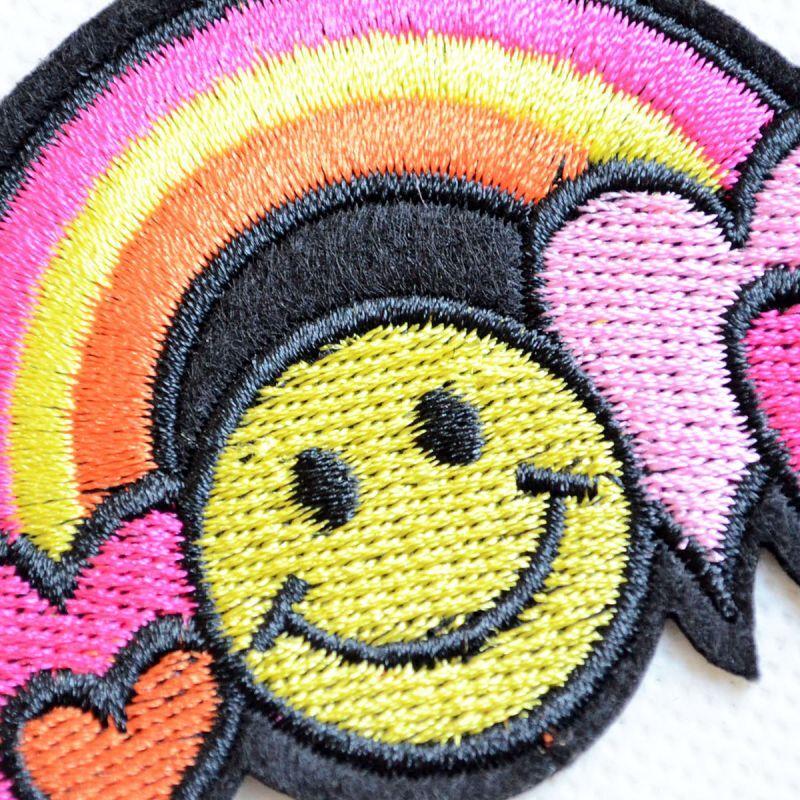 ワッペン アイロン おしゃれ 刺繍 スマイル ハート レインボー 名前