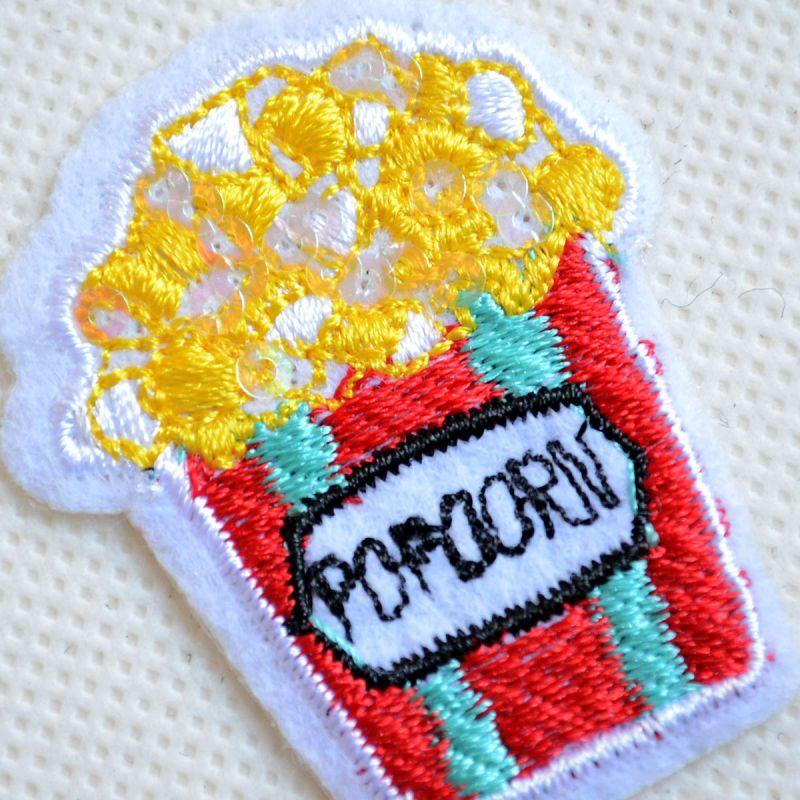ワッペン アイロン おしゃれ 刺繍 ポップコーン POPCORN 名前 作り方