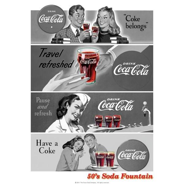 コカコーラ Coca-Cola ポスター(ソーダファウンテン/72x51cm) PO-C25 *メール便不可｜wappenstore