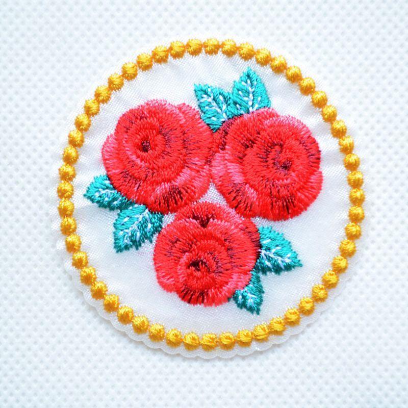 ワッペン アイロン おしゃれ 刺繍 バラ 花 名前 作り方 RC500-25055