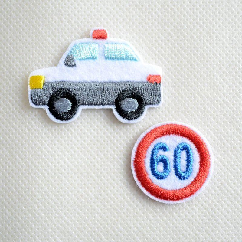 ワッペン アイロン おしゃれ 刺繍 パトカー 標識 2枚組 名前 作り方