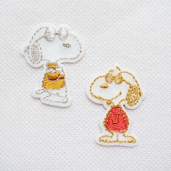 ワッペン アイロン おしゃれ 刺繍 スヌーピー SNOOPY ジョークール 50周年 ペア グッズ バッグ S02Y1726｜wappenstore