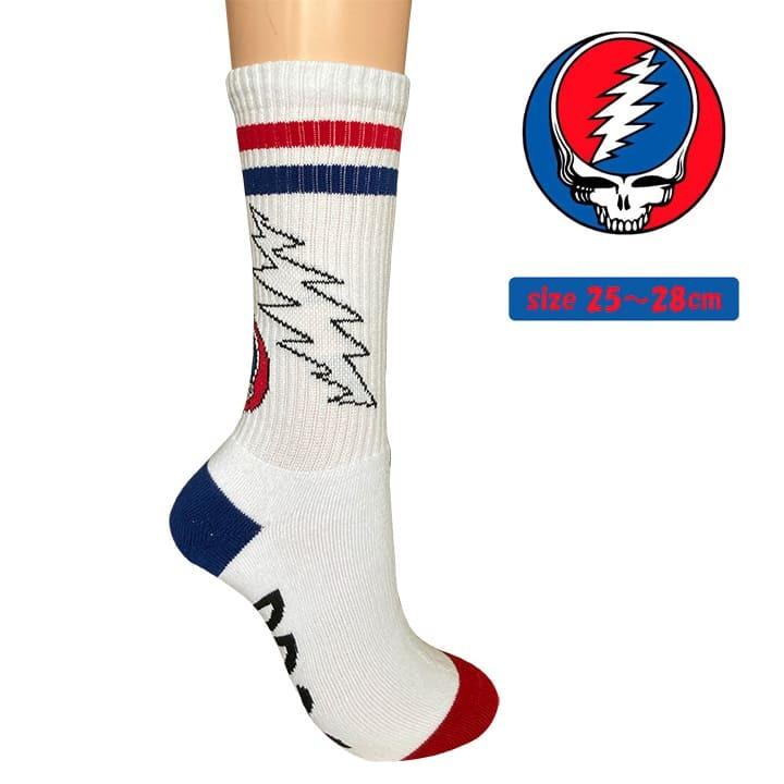 スケーターソックス 靴下 Sox ホワイト カミナリ 白黒 メンズ グレイトフルデッド 25 28cm ヘッズ Ssox Dead004 ワッペン 雑貨通販ワッペンストア 通販 Yahoo ショッピング