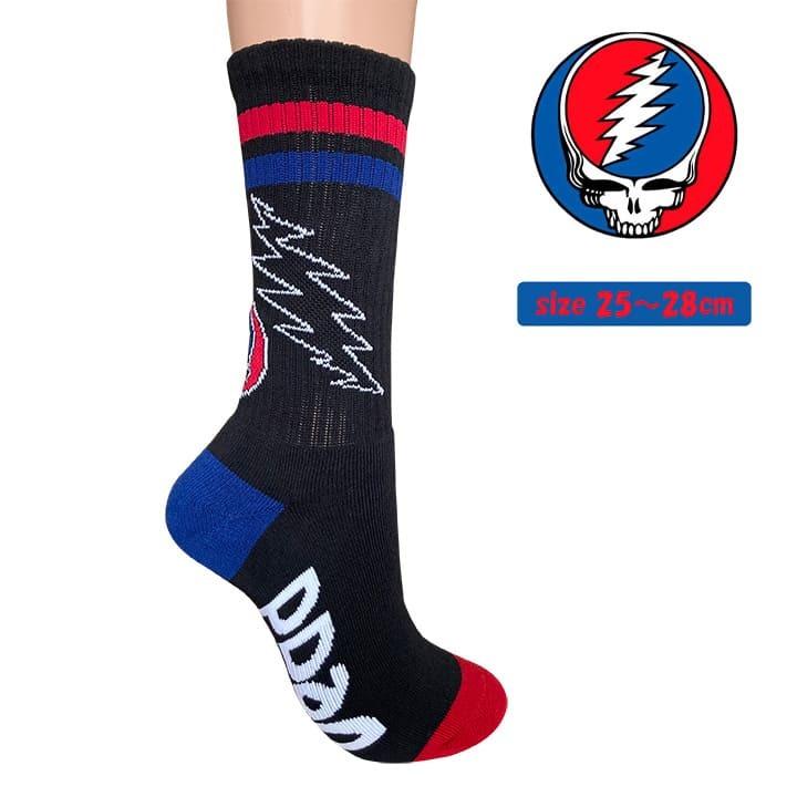 スケーターソックス 靴下 Sox ブラック カミナリ 白黒 メンズ グレイトフルデッド 25 28cm ヘッズ Ssox Dead005 ワッペン 雑貨通販ワッペンストア 通販 Yahoo ショッピング
