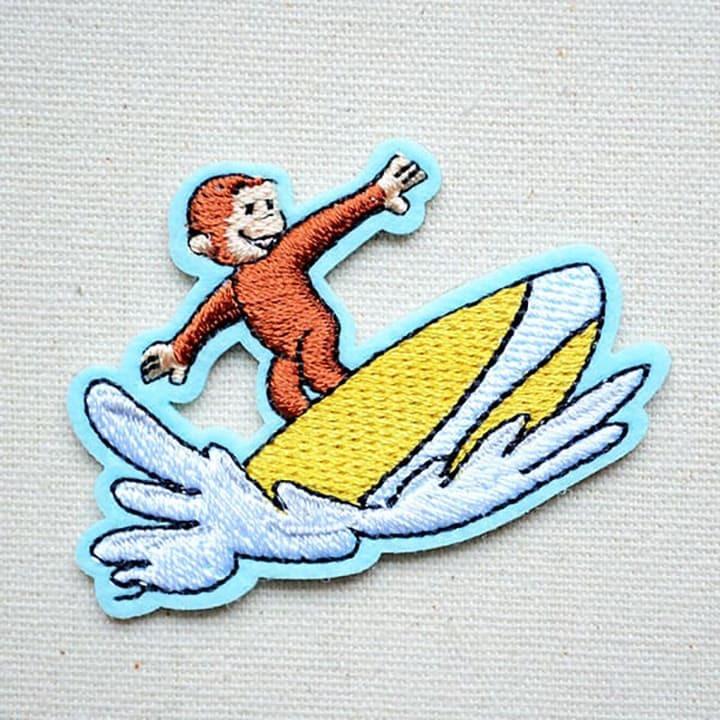 おさるのジョージ ワッペン アイロン おしゃれ 刺繍 サーフィンS 名前