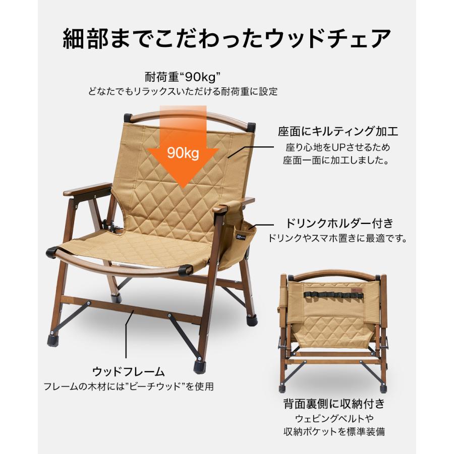 WAQ Folding Wood Chair【2個セット】 フォールディングウッドチェア 折りたたみチェア ウッドチェア コンパクトチェア WAQ-FWC1｜waqoutdoor｜07