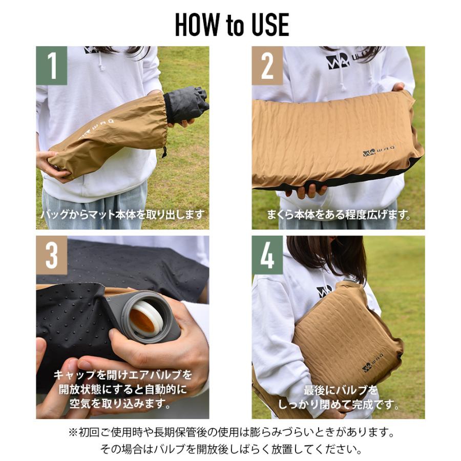 WAQ RELAXING CAMP PILLOW(まくら)【一年保証】厚み10cm 車中泊マット 厚手 キャンピングマット 軽量 自動膨張 高機能バルブ搭載｜waqoutdoor｜09