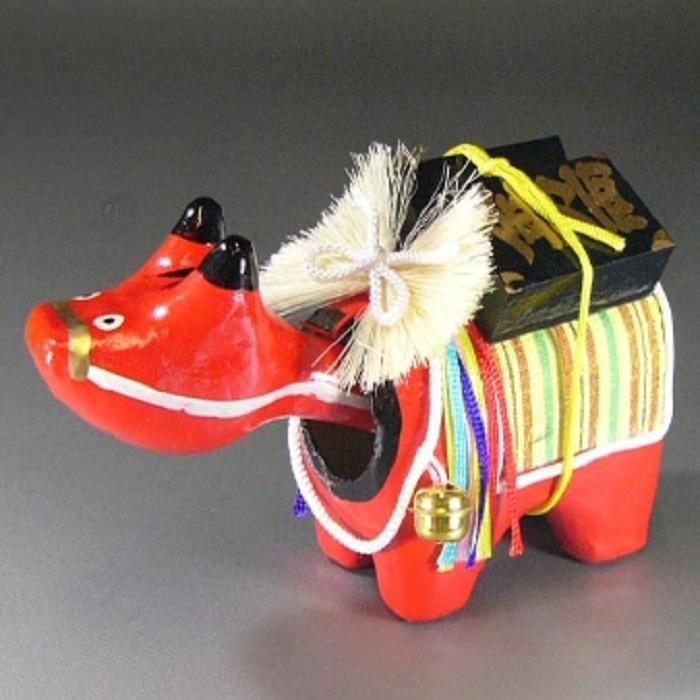 万両べこ（大）日本のお土産会津張子赤べこ 約 16.0×10.0×7.0（cm