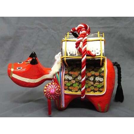 万両ベコ（1尺）日本のお土産会津張子赤べこ 約 37.0×23.0×15.0（cm