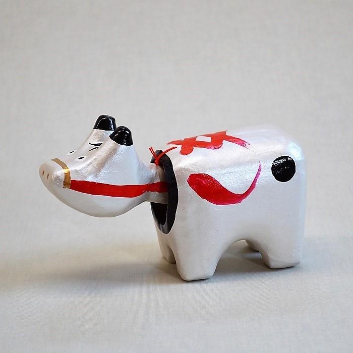 めたりっくべこ(大)　銀　日本のお土産会津張子赤べこ　約　16.0×10.0×7.0（cm） | 