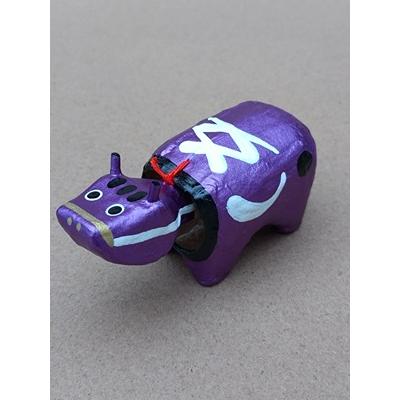 めたりっくべこ(小)　バイオレッド　日本のお土産会津張子赤べこ　約　8.0×4.0×3.5（cm） | 