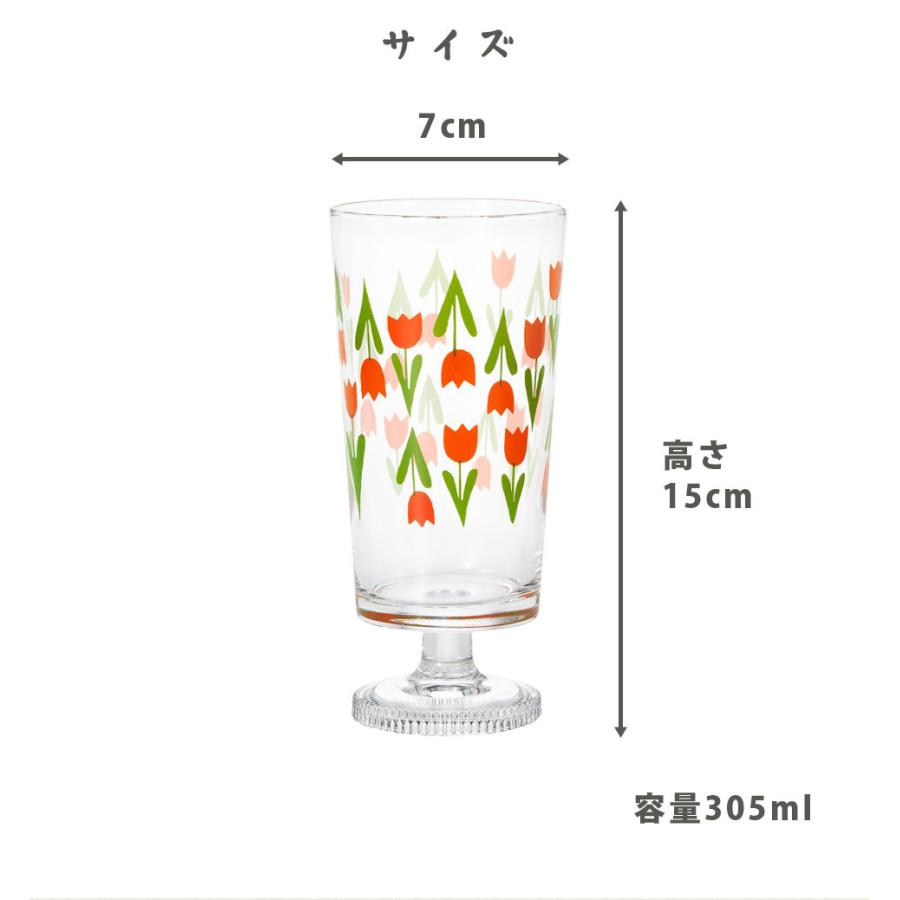 アデリア レトロ 脚付きグラス 305ml ガラス  昭和レトロ 食器 花柄プリント グラス 日本製 タンブラー かわいい おしゃれ プリントグラス 昭和グラス 70年代｜waraku-neiro｜12