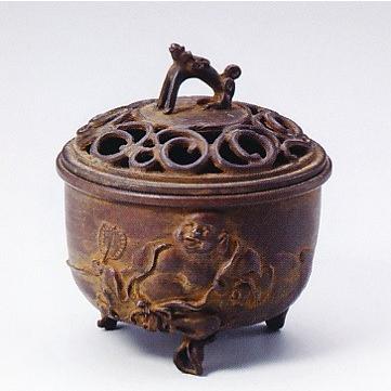 香炉 香立て｜香炉　布袋文｜名取川雅司作　銅製　桐箱入【高岡銅器　置物】