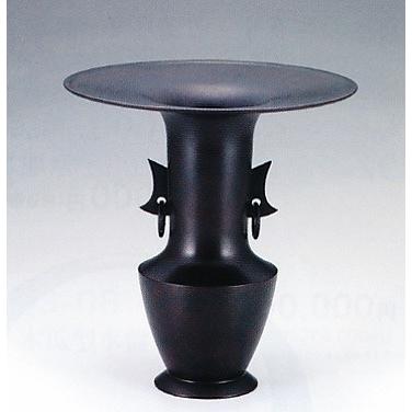 銅製 銀象嵌鯉文花瓶 黄直作 鯉高肉彫 花器 花生 重量1515g 時代物Mcナ