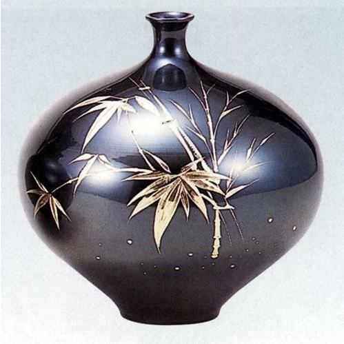 花器　花瓶｜花瓶　みつぼ型(竹彫金)｜青銅(ブロンズ)製　桐箱入り【高岡銅器　置物】