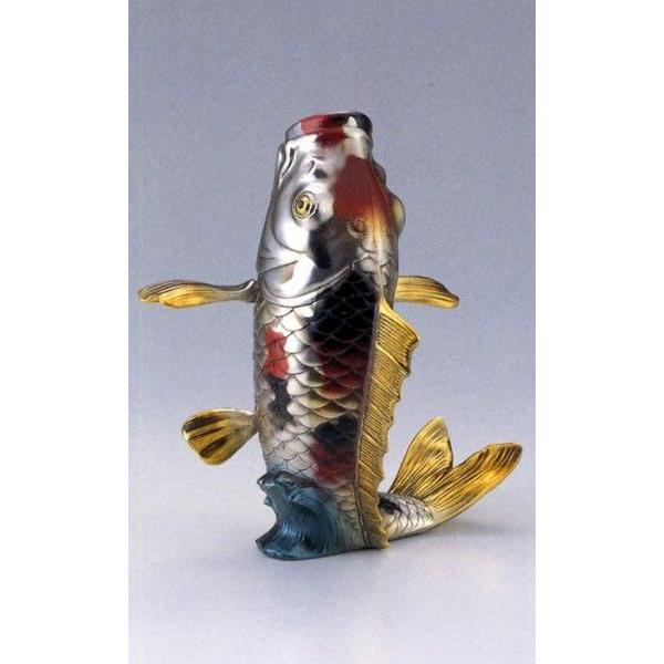 花器・花瓶■　鯉花器　メッキ　■合金製　化粧箱入り【高岡銅器】 花器 花瓶｜ 鯉 錦色メッキ ｜善祐作 合金製 化粧箱入り【高岡銅器
