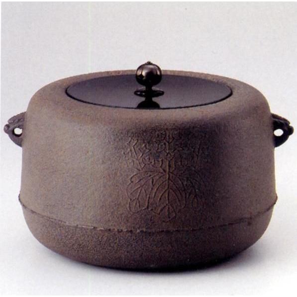 茶器｜茶道具｜　炉釜　広口政所釜　｜菊地政光作　鉄製　紙箱入り【高岡銅器　置物】d99-05　u80-03