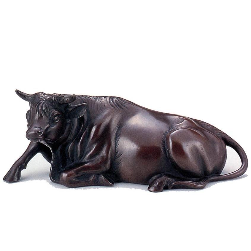 置物 干支 牛 闘魂 三枝惣太郎作 合金製 化粧箱入り (高岡銅器) 干支うし