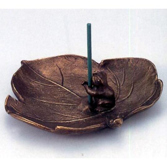 高岡銅器】和雲／ぶどうにカエル・蛙のお香立て 香炉 香立て｜