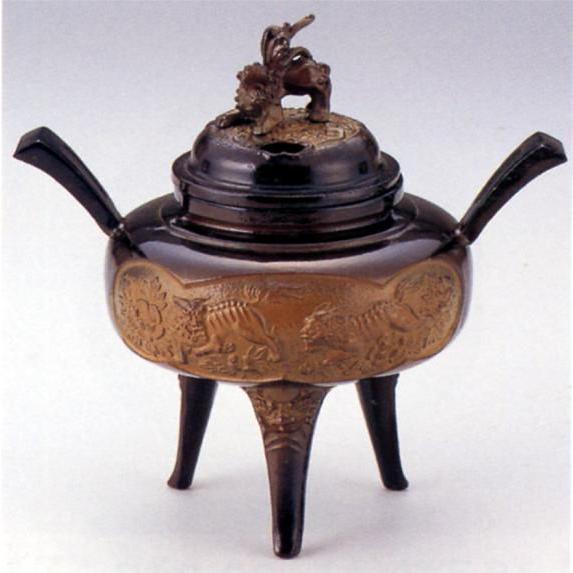 香炉 香立て｜ 唐獅子 ｜村田宏作 合金製 化粧箱入 【高岡銅器 置物