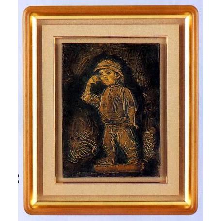額装品・パネル額装| 今日ゎ（大） |北村西望作|銅製 タトウ箱入【高岡銅器】175d64-04