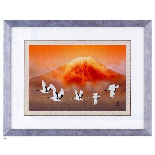 額装品・パネル額装｜　吉祥富士越鶴　｜北秀生作｜銅製　紙箱入【高岡銅器】175d67-03