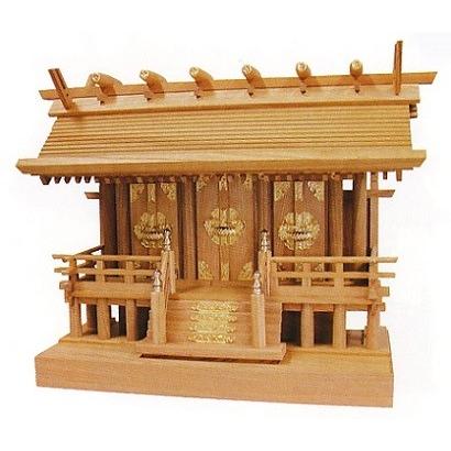 お宮　神棚　神殿｜　欅板屋根三社　金具　｜特選神殿【日本製】