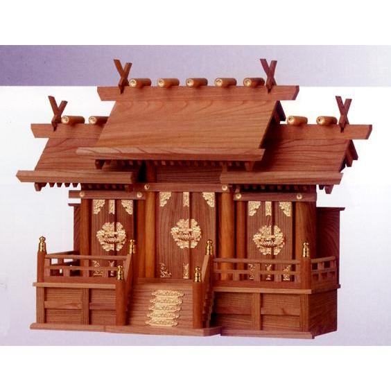 お宮　神棚　神殿｜　欅屋根違い三社　小　｜特撰神殿【日本製】