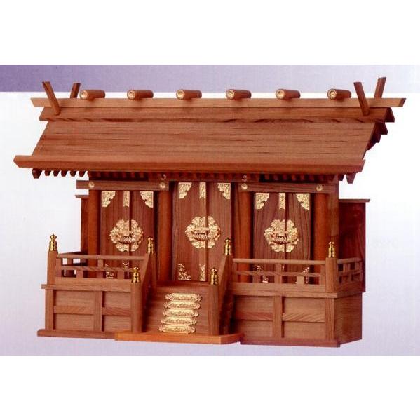 お宮　神棚　神殿｜　欅通し屋根三社　小　｜特撰神殿【日本製】