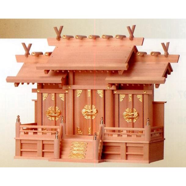 お宮　神棚　神殿｜　屋根違い三社　特大　｜檜製神殿【日本製】｜waraku-store