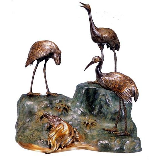 石の置物 大理石 鶴 縁起物