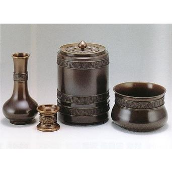 茶器｜茶道具｜皆具　累座｜一佳作　青銅(ブロンズ)製　桐箱入【高岡銅器　置物】