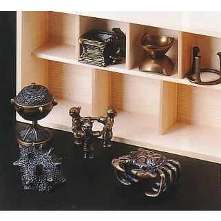 茶器｜茶道具｜蓋置　七点セット｜青銅(ブロンズ)製　桐箱入【高岡銅器　置物】