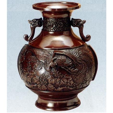 花器 花瓶｜花器 達磨型(桐鳳凰)｜坂田七太郎作 青銅(ブロンズ)製 紙箱 