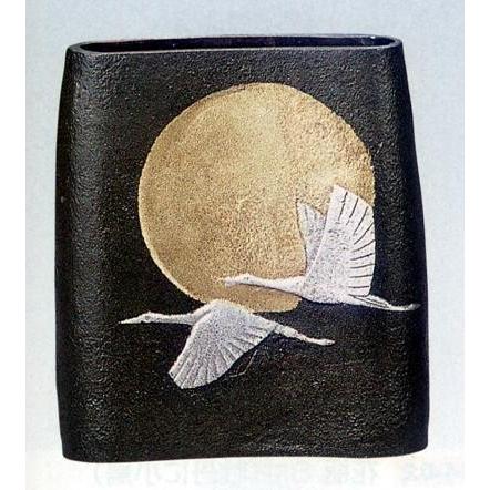 【高岡銅器】銅製  花瓶  瑞峰作  金銀双鶴  和モダン  花器  インテリア 高岡銅器】銅製 花瓶 瑞峰作 金銀双鶴 和モダン 花器 インテリア