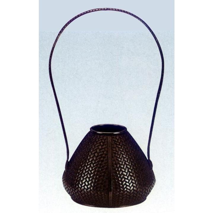 鋳銅製 網代花器 瑞峰作 高岡銅器 寸胴型 鋳金 網代花器 瑞峰作 高岡
