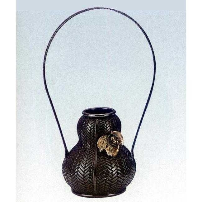 売筋 花器 花瓶｜網代花器 瓢型｜瑞峰作 青銅(ブロンズ)製 紙箱入り