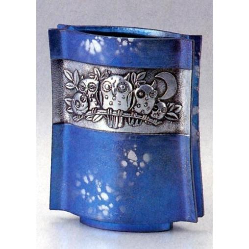 花器 花瓶｜花器 和宴(青) ｜合金製 化粧箱入り【高岡銅器 置物