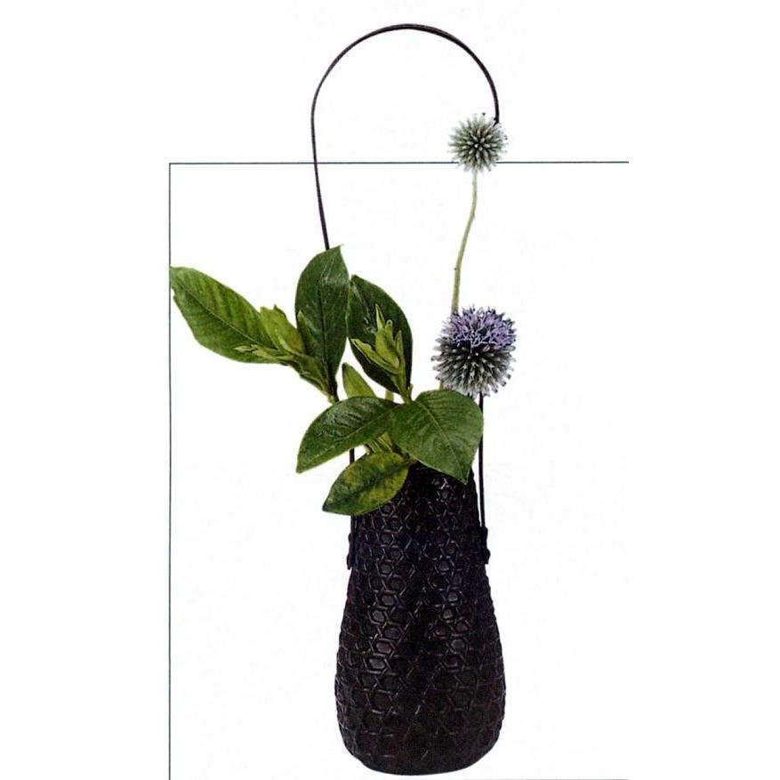 鋳銅製 網代花器 瑞峰作 高岡銅器 寸胴型 鋳金 網代花器 瑞峰作 高岡