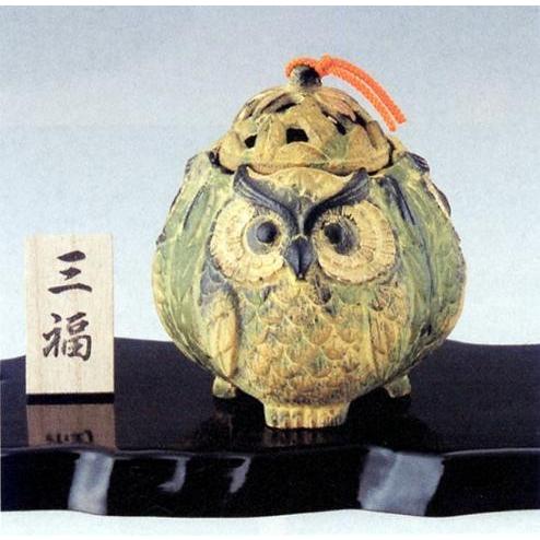 日本香堂 高岡銅器 福籠 梟 敷台付 （鉄製） 香炉 日本製 瑞峰