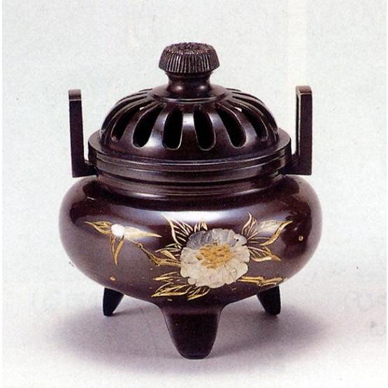 香炉 ｜香立て｜香炉 利久型(小)(ボタン彫金)｜青銅(ブロンズ)製