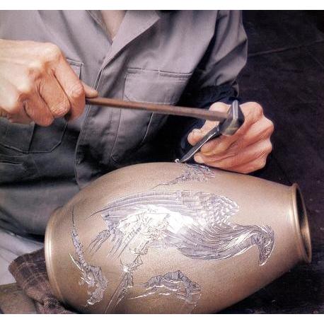 香炉 ｜香立て｜香炉 利久型(小)(ボタン彫金)｜青銅(ブロンズ)製