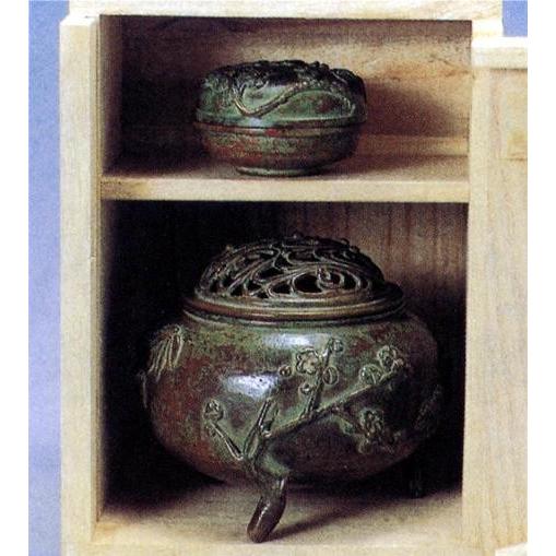 高岡銅器 須賀月真 作 双亀文鎮 蝋型細密細工 飾り物